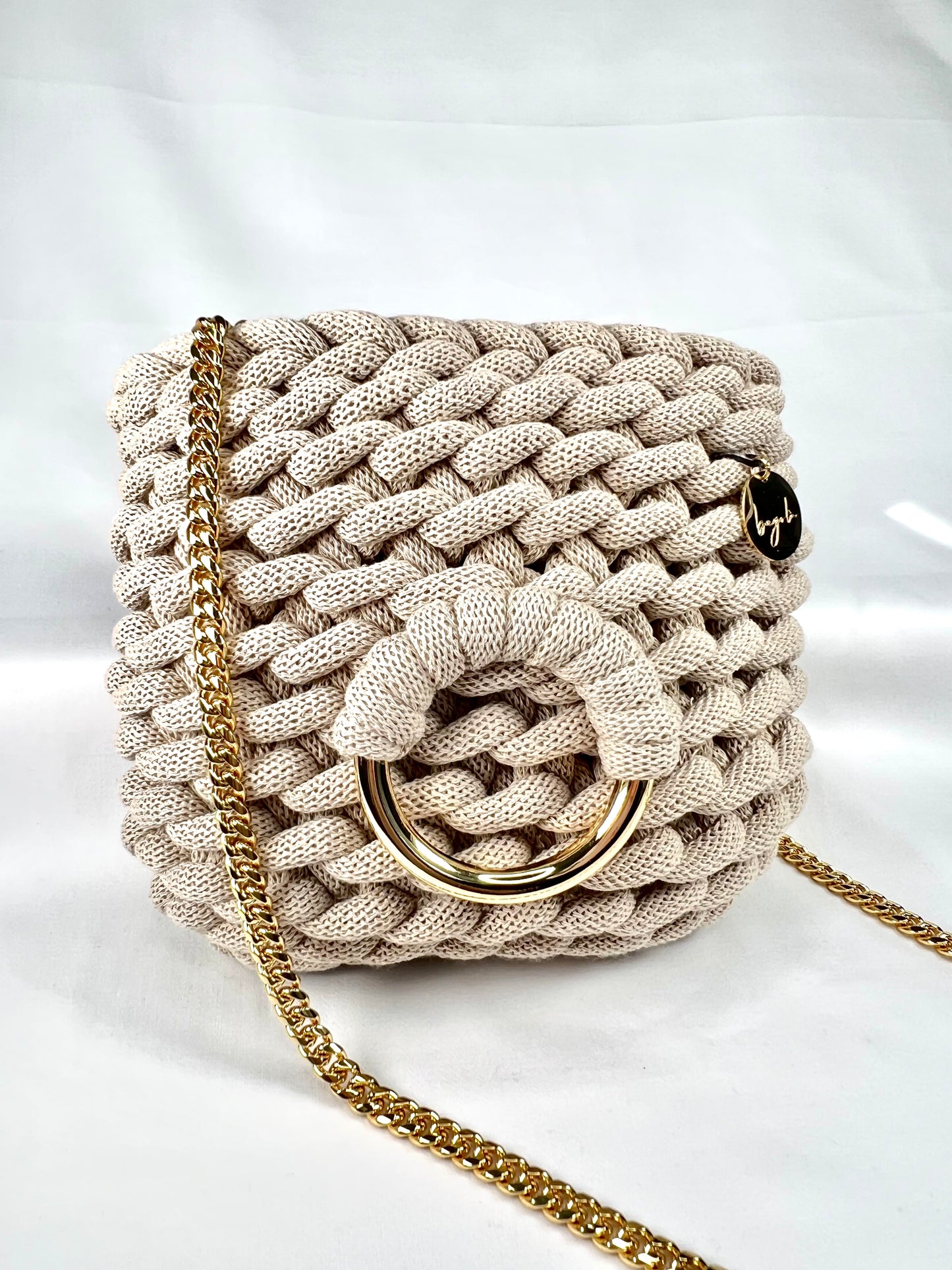 Elegant Handmade Beige Crochet Purse With Satin Interior