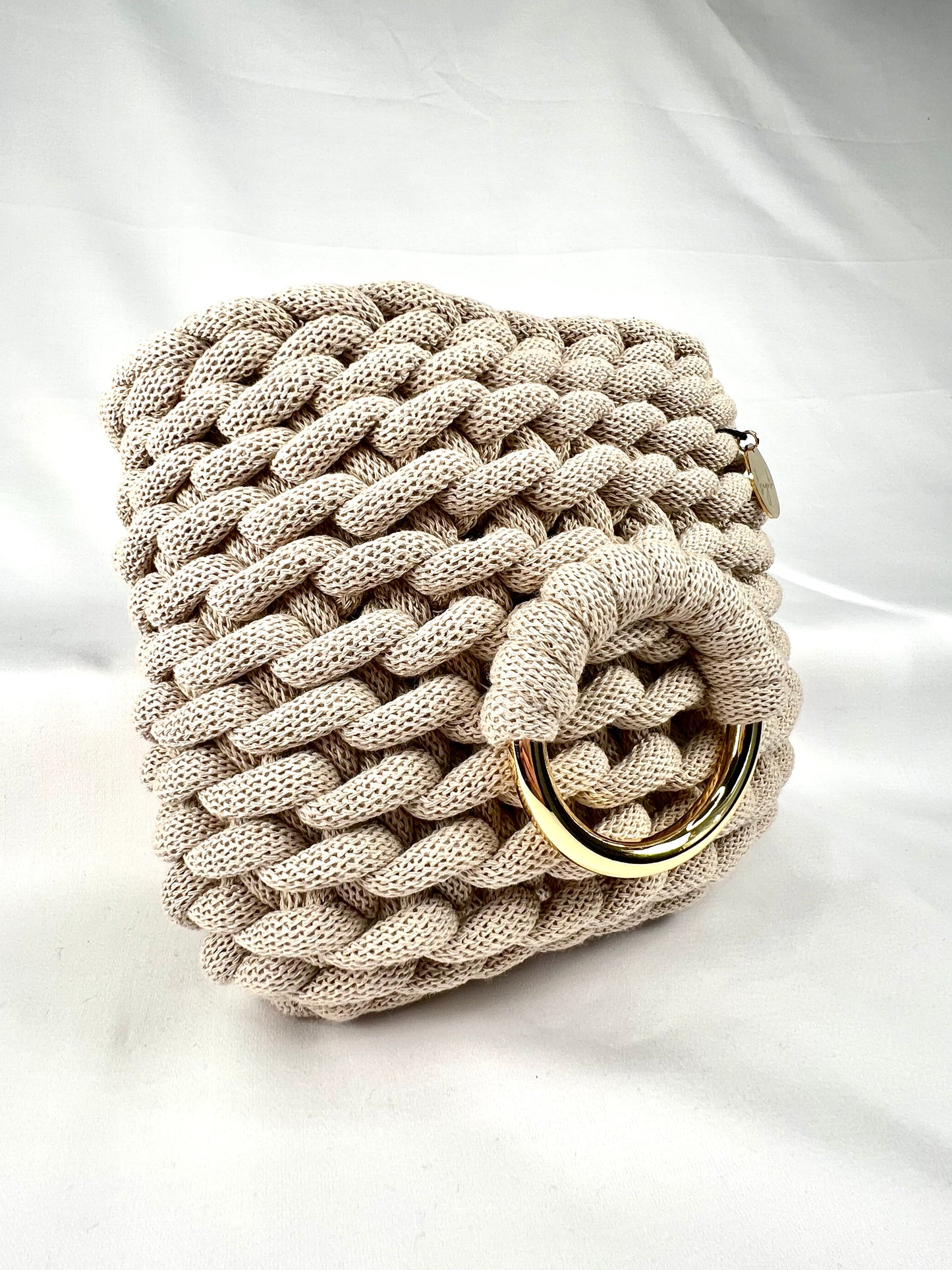 Elegant Handmade Beige Crochet Purse With Satin Interior