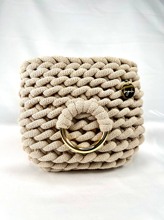 Elegant Handmade Beige Crochet Purse With Satin Interior