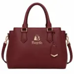 Bagola Leather Handbag Burgundy Women Shoulder Tote Bag